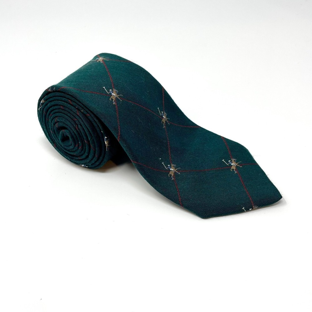 Phillips Men's wear Tie Green Motif/Polo Silk Blend Vintage Men's Necktie
